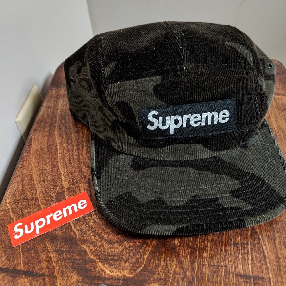 Supreme Corduroy Camo Strap Back Camp Cap FW15H61